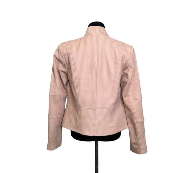 G.I.L.I  Blush Pale Pink Open Front Leather Jacket Size 6 - Picture 13 of 14